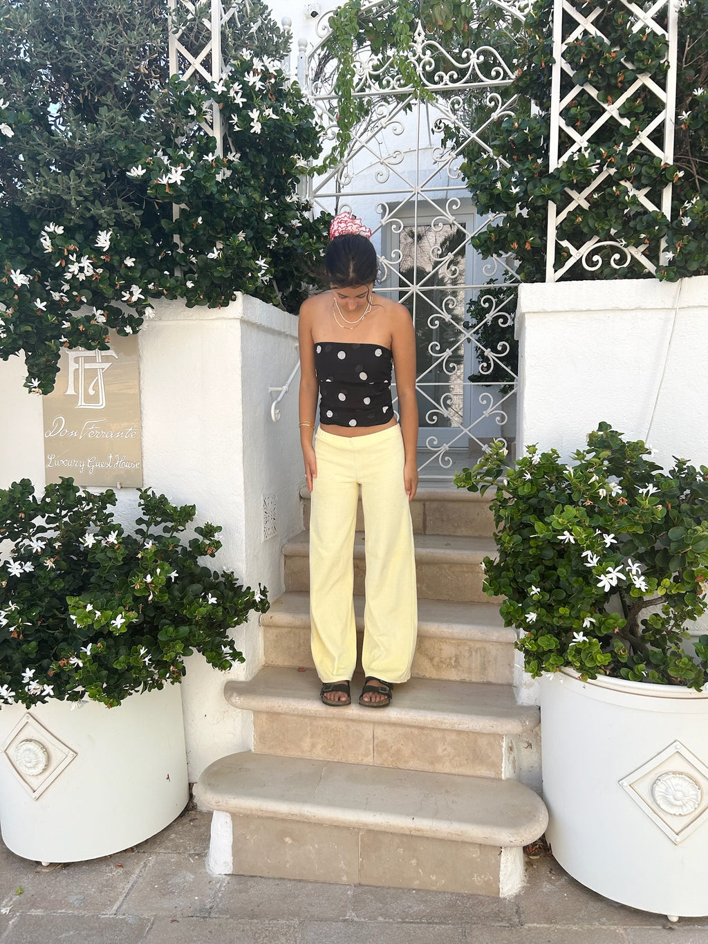 Custard Velour Joggers