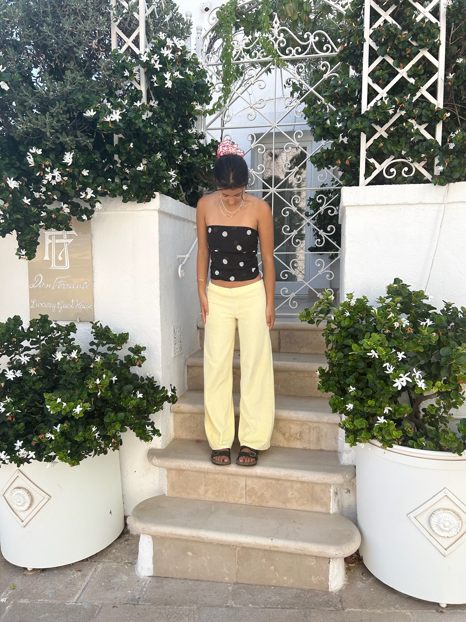 Custard Velour Joggers