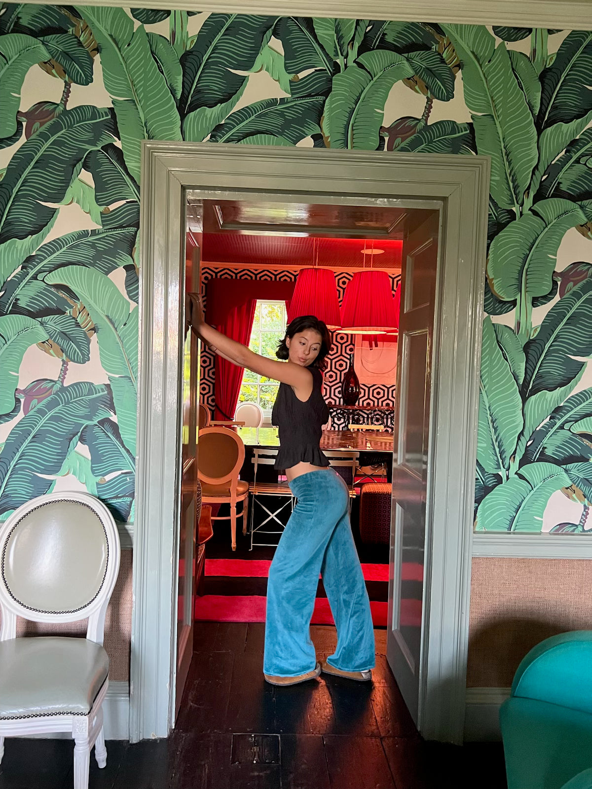 Petrol Velour Joggers
